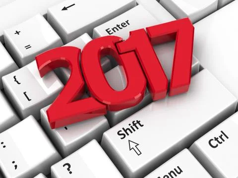 2017 icon on keyboard Stock Illustration
