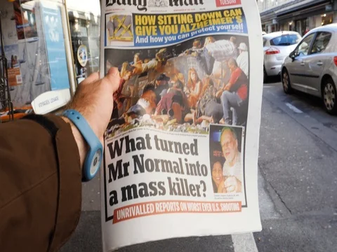 2017 Las Vegas Strip shooting newspaper newspaper Stock Footage