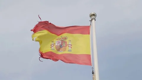 2017 May 19 - Flag of Spain  (lacerated) Video stock 81248577