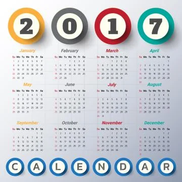 2017 Modern calendar template .Vector/illustration. Stock Illustration