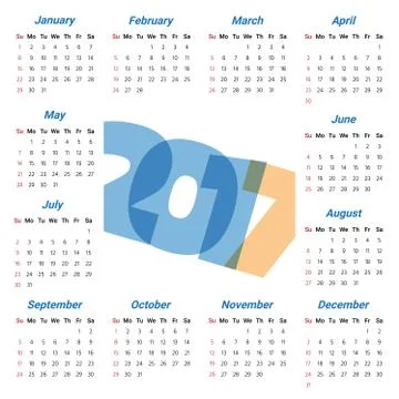 2017 Modern calendar template .Vector/illustration. Stock Illustration