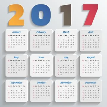 2017 Modern calendar template .Vector/illustration. Stock Illustration