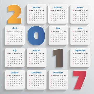 2017 Modern calendar template .Vector/illustration. Stock Illustration
