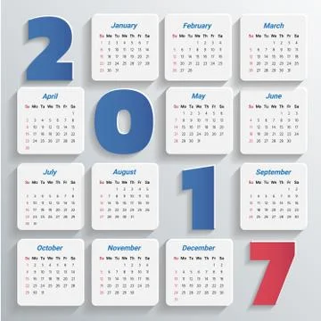 2017 Modern calendar template .Vector/illustration. Stock Illustration