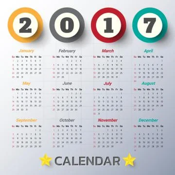 2017 Modern calendar template .Vector/illustration. Stock Illustration