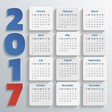 2017 Modern calendar template .Vector/illustration. Stock Illustration
