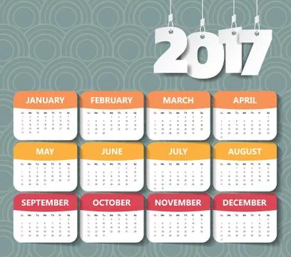 2017 Modern calendar template .Vector/illustration. Stock Illustration