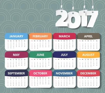 2017 Modern calendar template .Vector/illustration. Stock Illustration