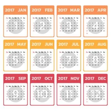 2017 Modern calendar template .Vector/illustration. Stock Illustration