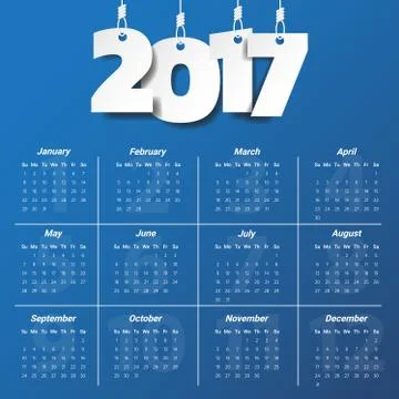 2017 Modern calendar template .Vector/illustration. Illustrazione stock