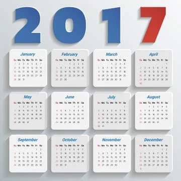 2017 Modern calendar template .Vector/illustration. Illustrazione stock