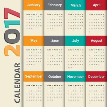 2017 Modern calendar template .Vector/illustration. Stock Illustration