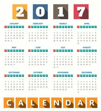 2017 Modern calendar template .Vector/illustration. Illustrazione stock