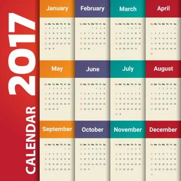 2017 Modern calendar template .Vector/illustration. Stock Illustration