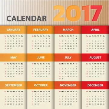2017 Modern calendar template .Vector/illustration. Stock Illustration