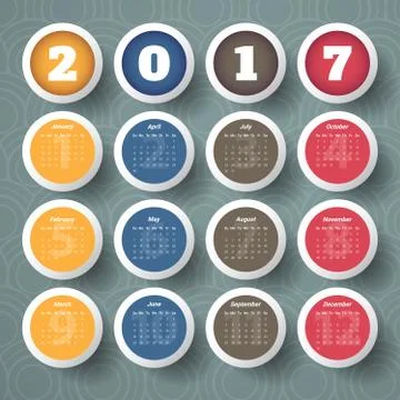 2017 Modern calendar template .Vector/illustration. Stock Illustration