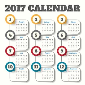 2017 Modern calendar template .Vector/illustration. Stock Illustration