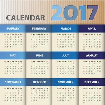 2017 Modern calendar template .Vector/illustration. Illustrazione stock