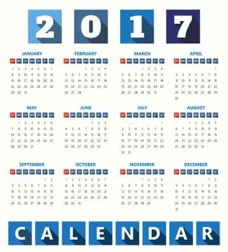 2017 Modern calendar template .Vector/illustration. Stock Illustration