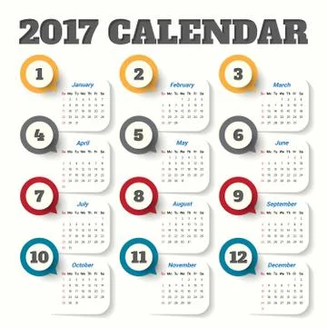 2017 Modern calendar template .Vector/illustration. Stock Illustration