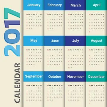 2017 Modern calendar template .Vector/illustration. Stock Illustration