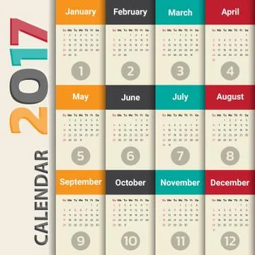 2017 Modern calendar template .Vector/illustration. Illustrazione stock