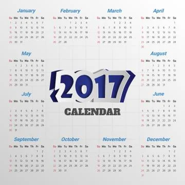 2017 Modern calendar template .Vector/illustration. Illustrazione stock