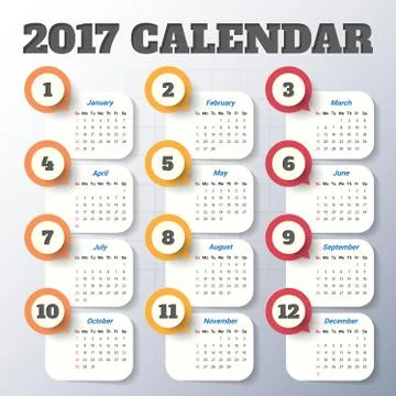 2017 Modern calendar template .Vector/illustration. Stock Illustration