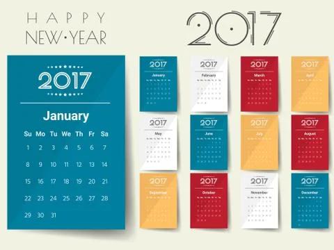 2017 Modern calendar template .Vector/illustration. Stock Illustration