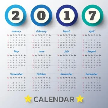 2017 Modern calendar template .Vector/illustration. Stock Illustration
