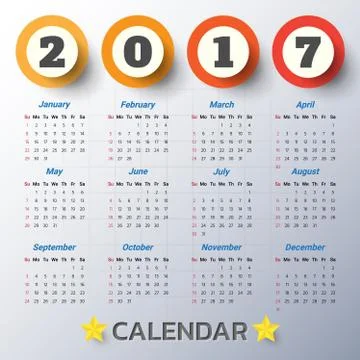 2017 Modern calendar template .Vector/illustration. Stock Illustration