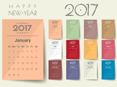 2017 Modern calendar template .Vector/illustration. Stock Illustration
