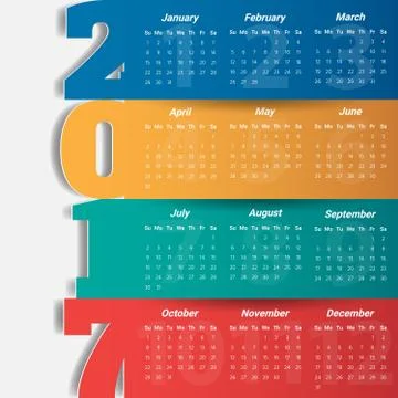 2017 Modern calendar template .Vector/illustration. Stock Illustration