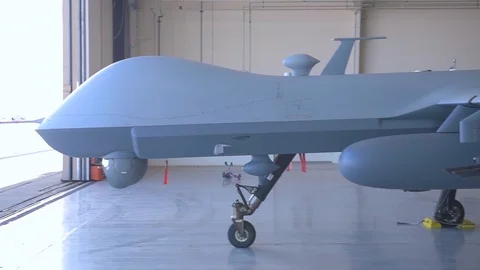 2017 - An MQ-9 Reaper is shown in a hang... | Stock Video | Pond5