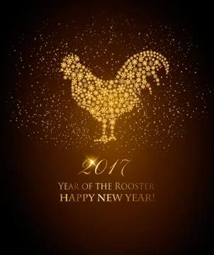 2017 New Year background with rooster symbol. Vector. Stock Illustration