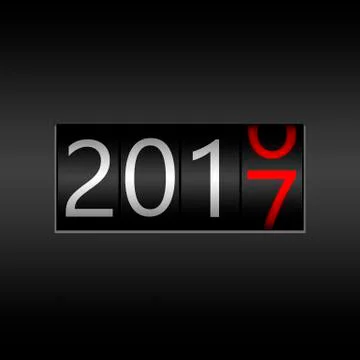 2017 New Year Black Odometer - New Year 2017 design, odometer style with wh.. Stock Illustration