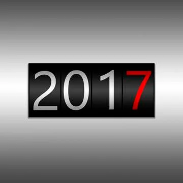 2017 New Year Black Odometer - New Year 2017 design, odometer style with wh.. Stock Illustration