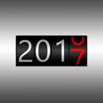 2017 New Year Black Odometer - New Year 2017 design, odometer style with wh.. Stock Illustration