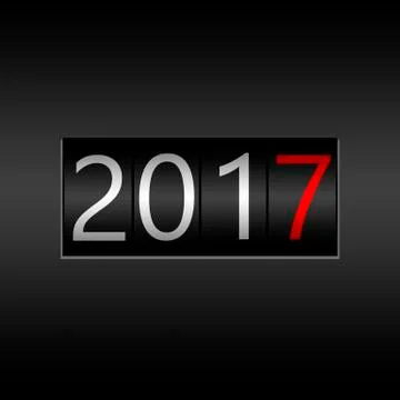 2017 New Year Black Odometer - New Year 2017 design, odometer style with wh.. Stock Illustration