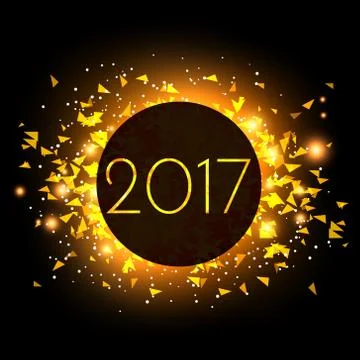 2017 new year celebration background with golden confetti Stock Illustration