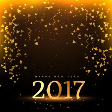 2017 new year celebration background in golden style Stock Illustration