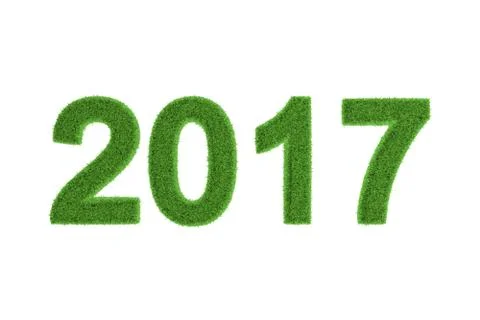 2017 new year date in green grass Stock Illustration