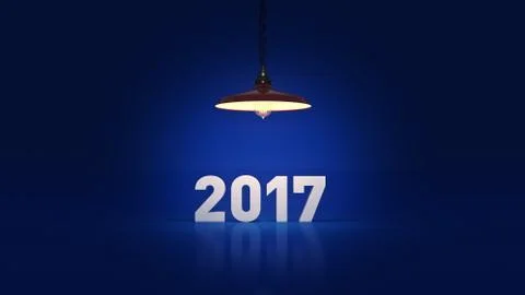 2017 New Year sign inside light bulbs Stock Illustration