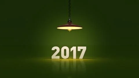 2017 New Year sign inside light bulbs Stock Illustration