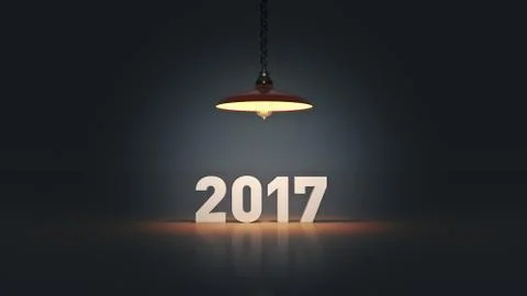 2017 New Year sign inside light bulbs Stock Illustration