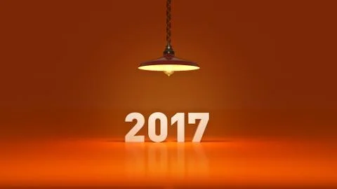 2017 New Year sign inside light bulbs Stock Illustration