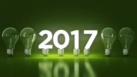 2017 New Year sign inside light bulbs Stock Illustration