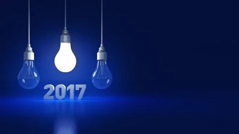 2017 New Year sign inside light bulbs Stock Illustration