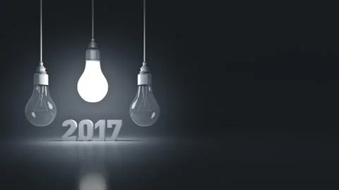 2017 New Year sign inside light bulbs Stock Illustration