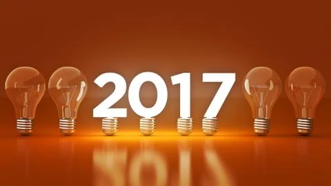 2017 New Year sign inside light bulbs Stock Illustration